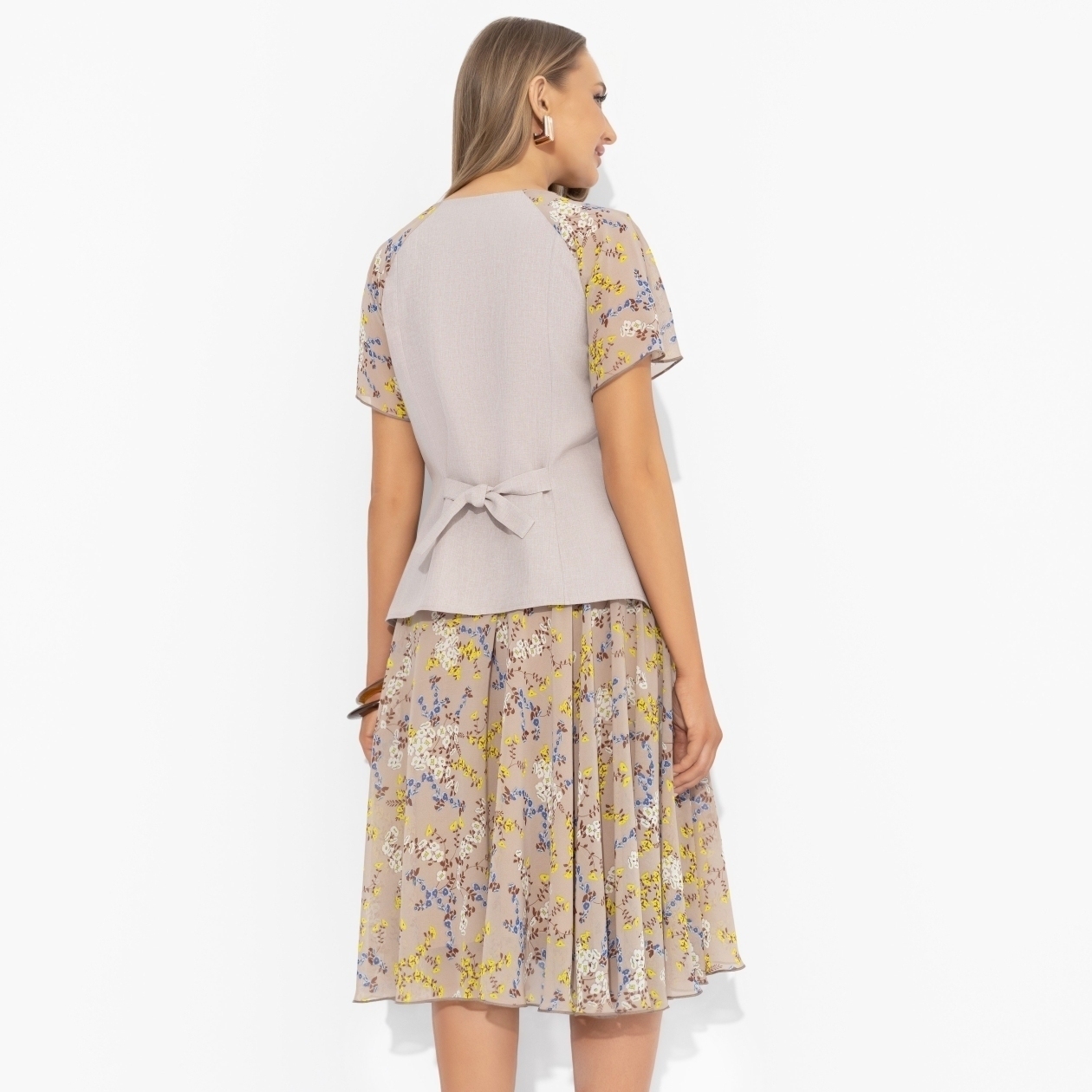 Костюм с юбкой комбинированный, Сияние уверенности ( 2 в 1, бежевый)