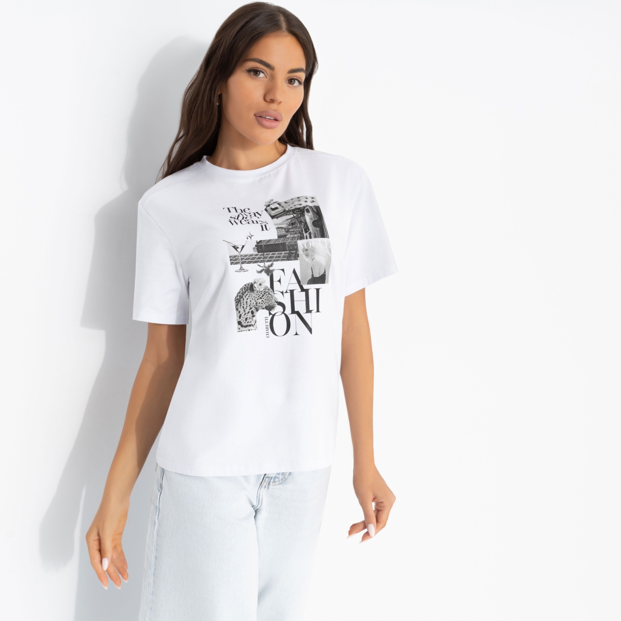 Ст.цена 1390р. Футболка из хлопка, Упражнение на стиль 00000011947 Белый