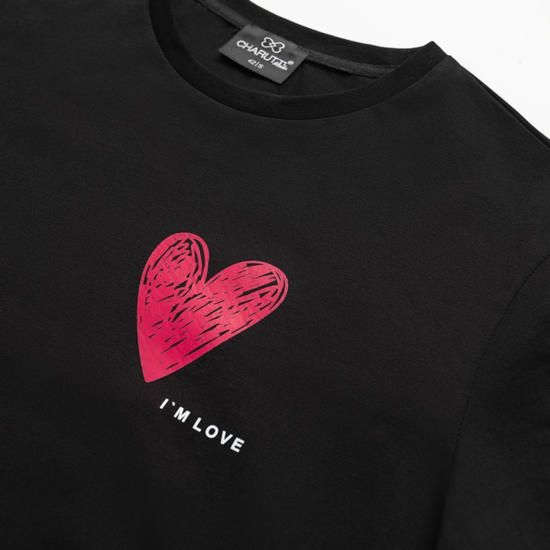 Ст.цена 1190р. Футболка, Базовые фантазии (black love) 00000010118 Черный