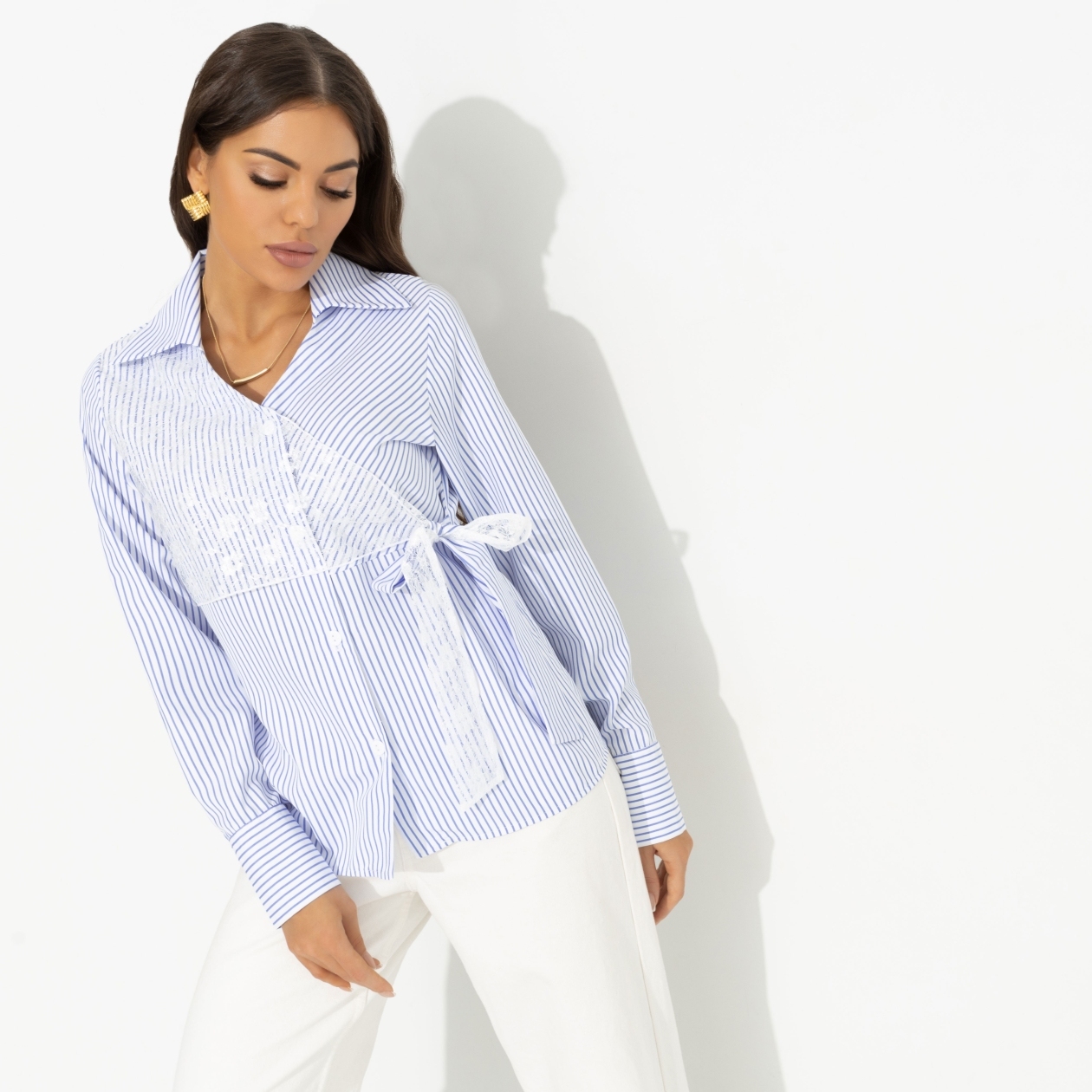 Рубашка с эффектом многослойности, Модная цель (белая)