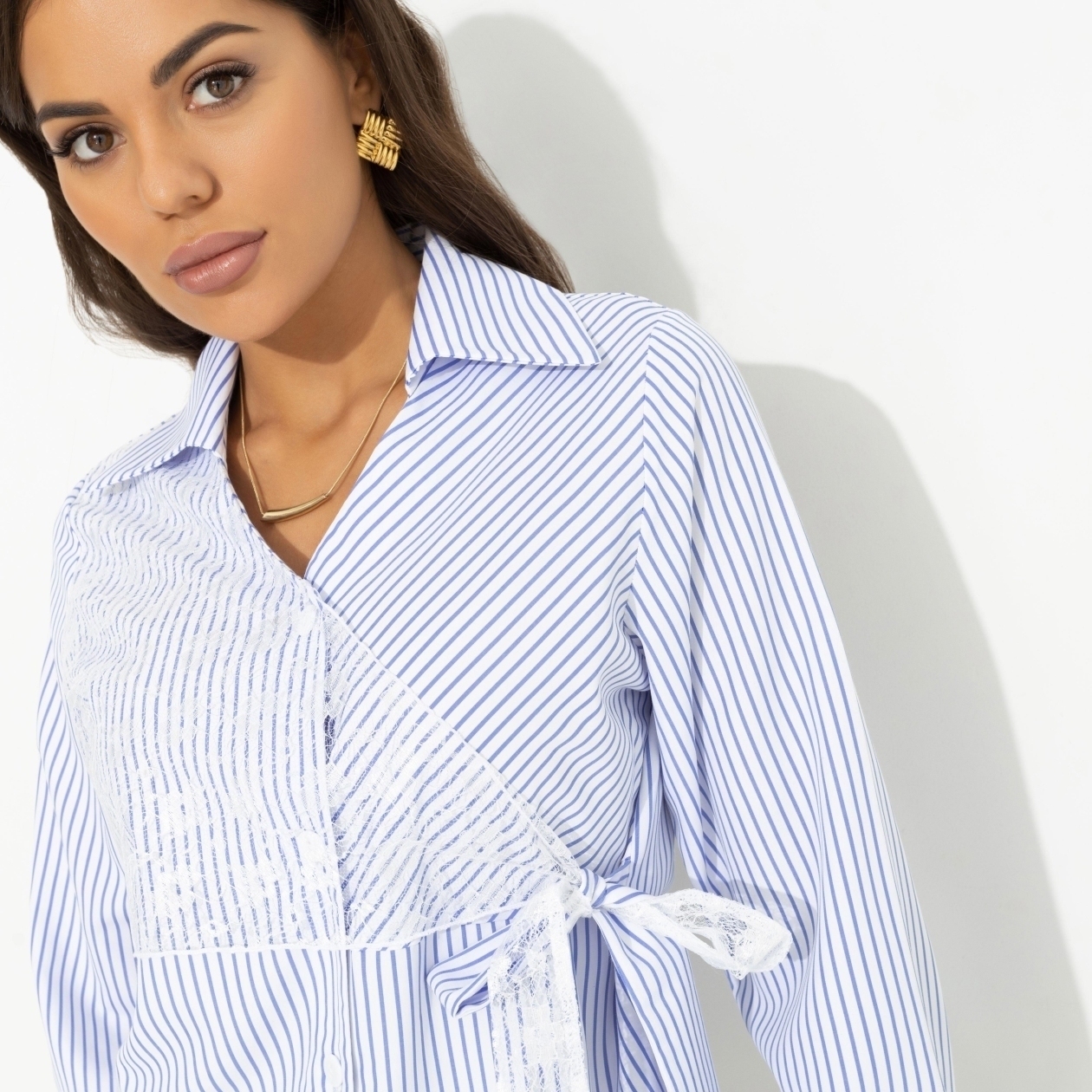 Рубашка с эффектом многослойности, Модная цель (белая)