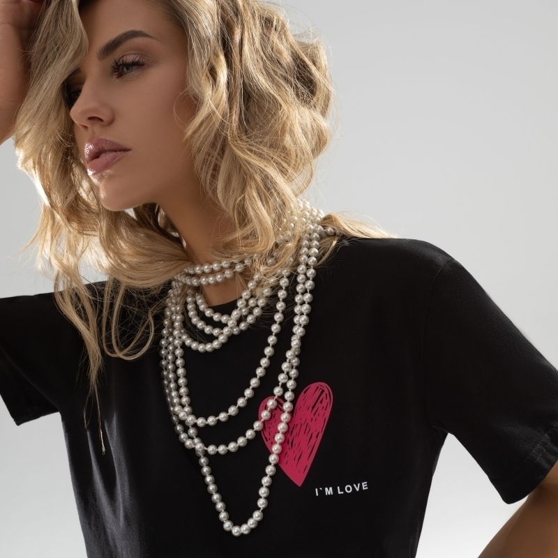 Ст.цена 1190р. Футболка, Базовые фантазии (black love) 00000010118 Черный