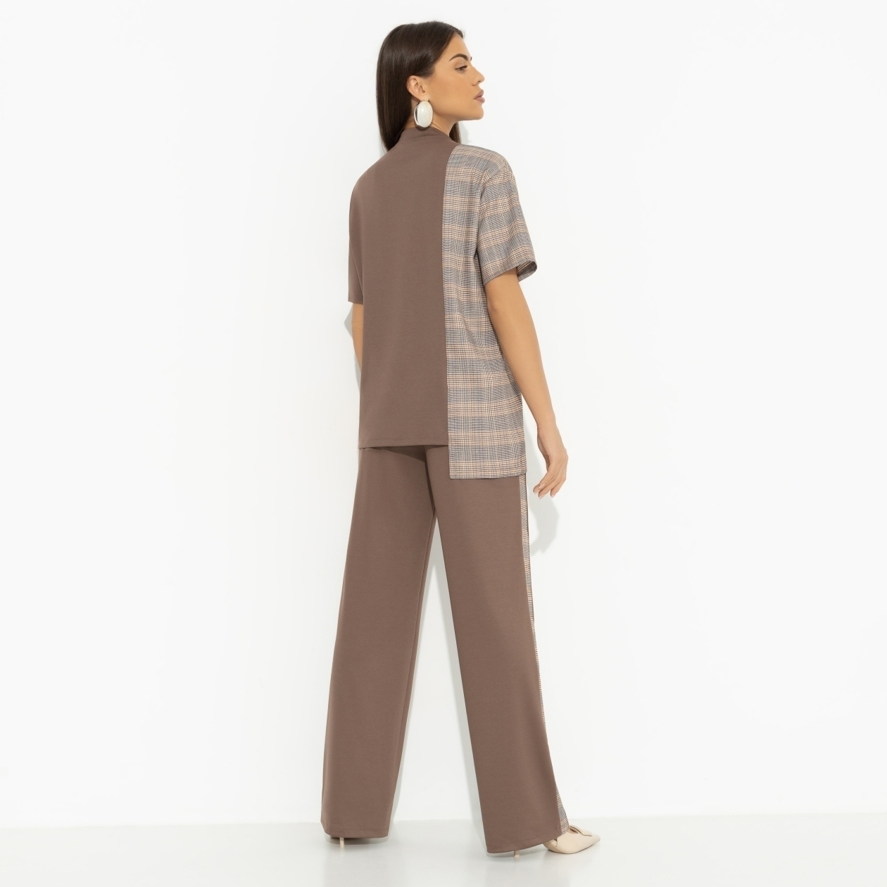 Брючный костюм с карманами, Современная утонченность (brown, 2 в 1)