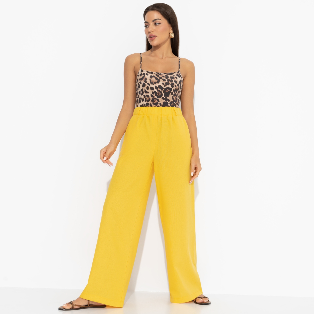 Ст.цена 1890р. Брюки льняные, Легкость льна (желтые) 00000011825 Жёлтый