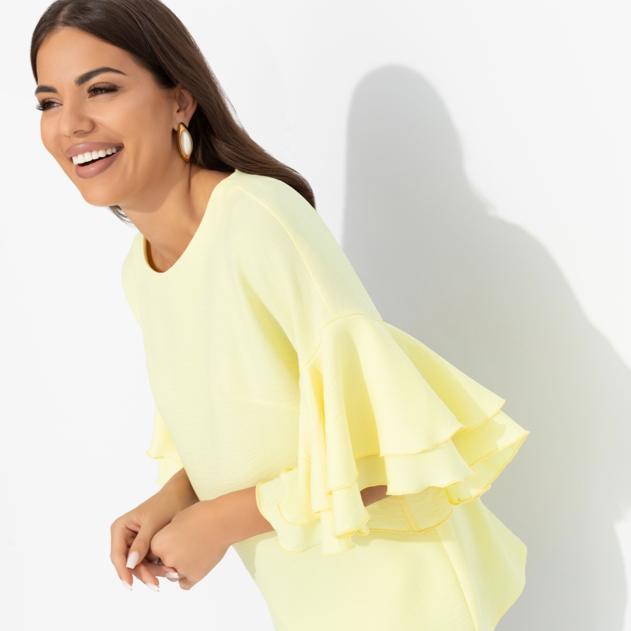 Блуза с акцентными рукавами, Молниеносная влюбленность (sunny)