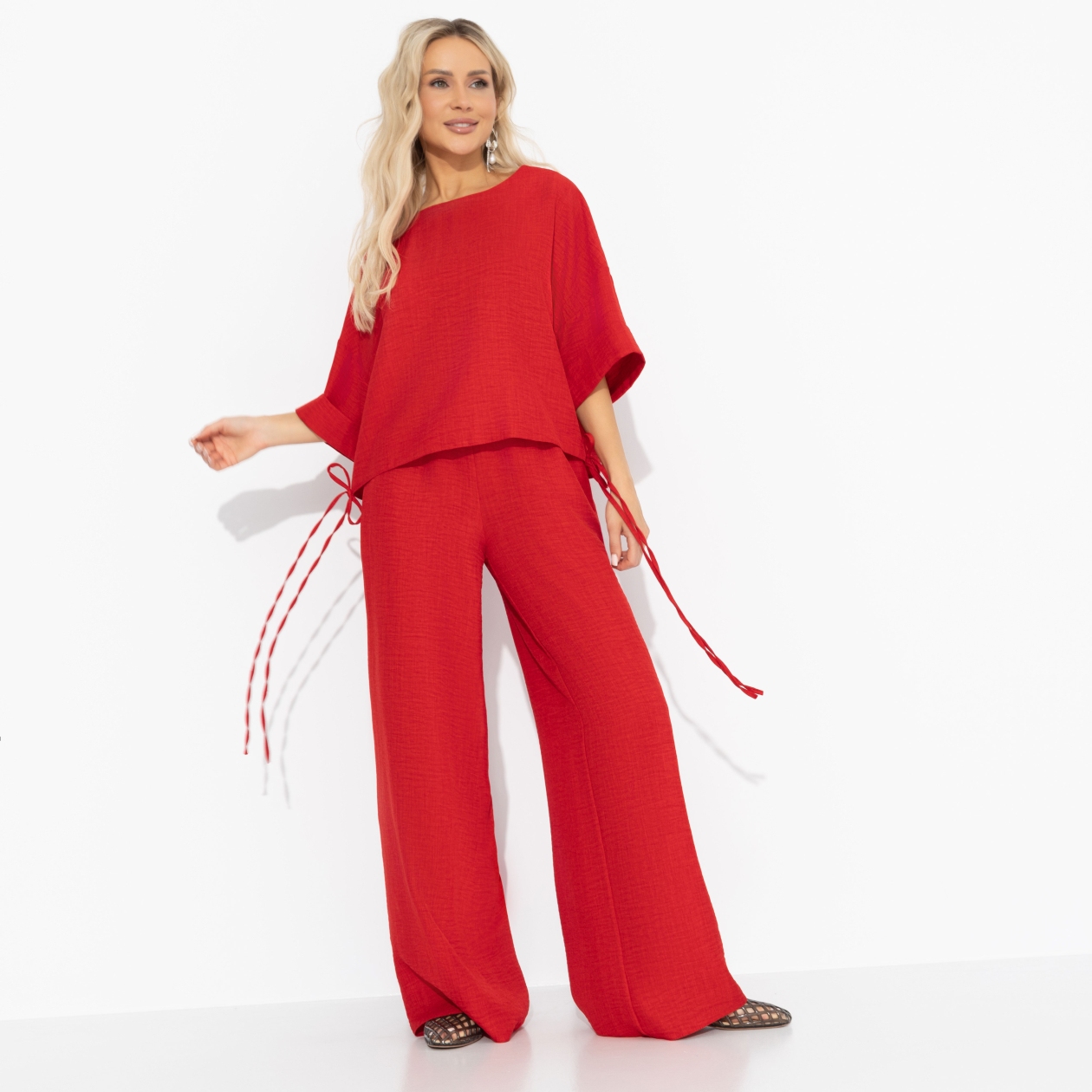 Брючный костюм свободной посадки, Энергия цвета (red, 2 в 1)