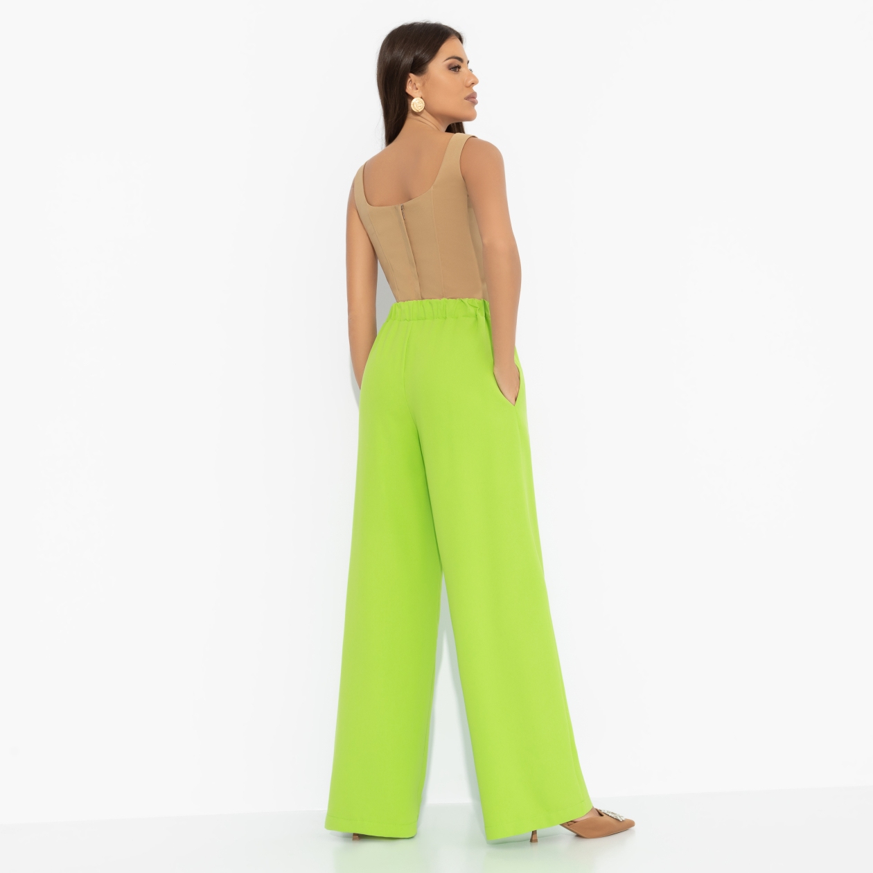 Брюки со стрелками на резинке, Создавай настроение (лайм)