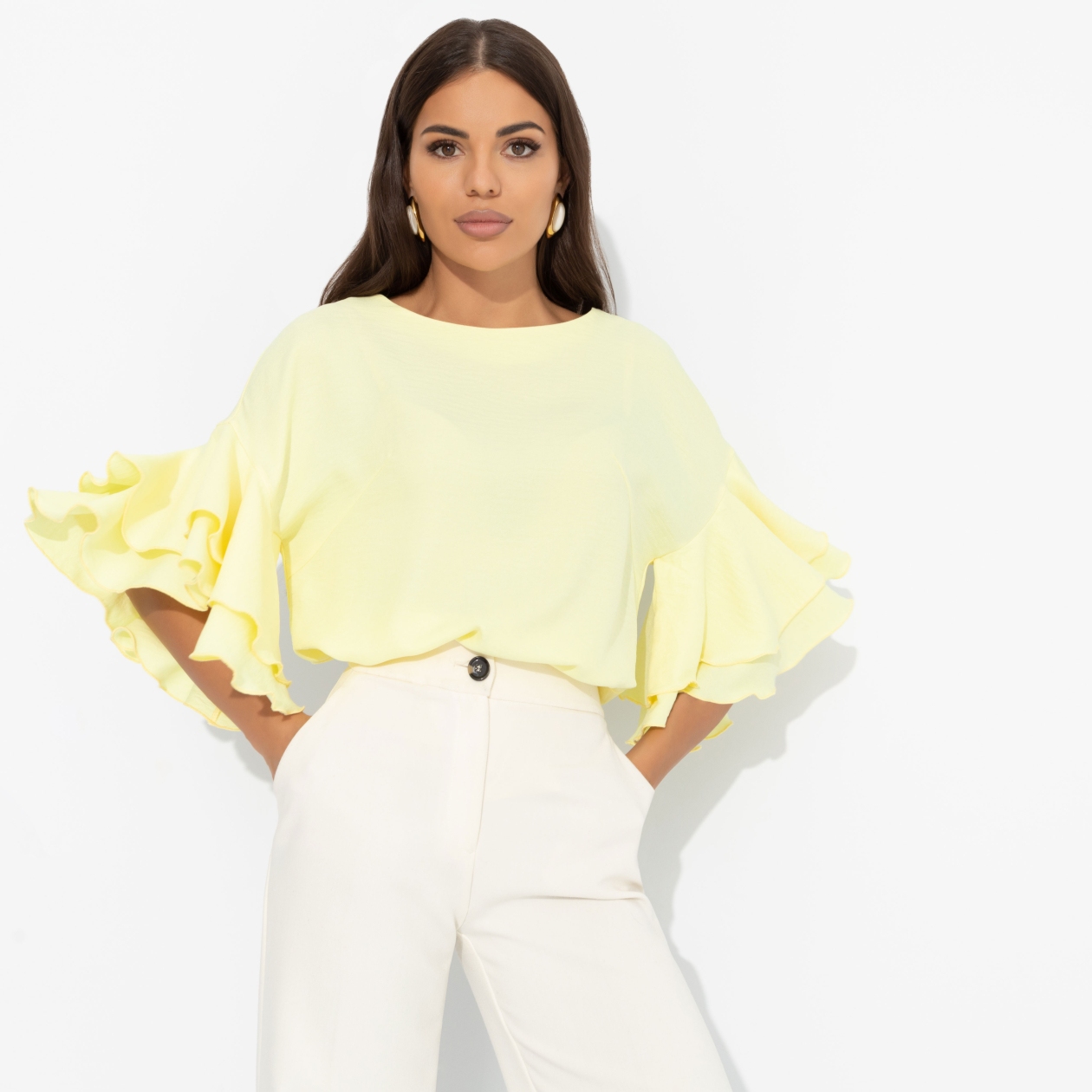 Блуза с акцентными рукавами, Молниеносная влюбленность (sunny)