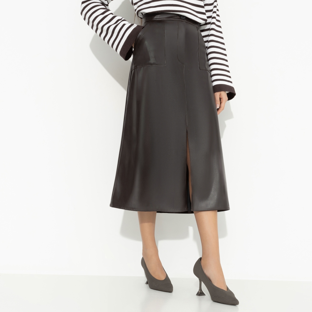 Юбка с разрезом, Откровенно шикарная (коричневый)