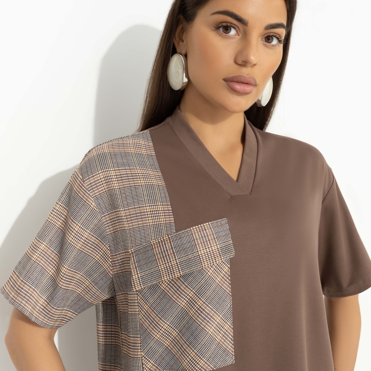 Брючный костюм с карманами, Современная утонченность (brown, 2 в 1)