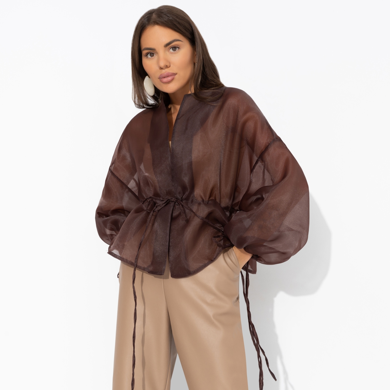 Жакет из полупрозрачной ткани, Вершина восхищения (коричневый)