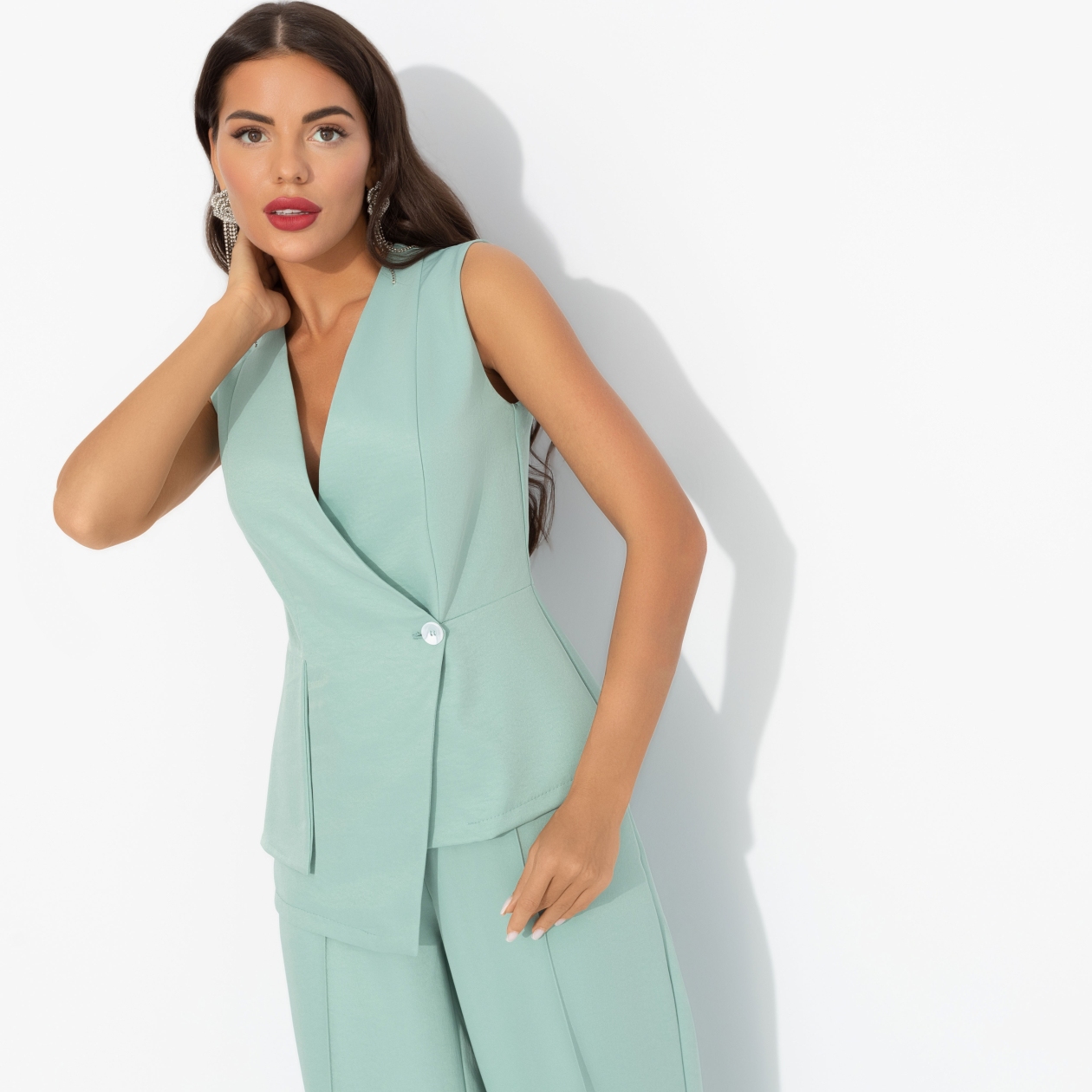 Жилет прямого силуэта, Стильный лидер (мятный)