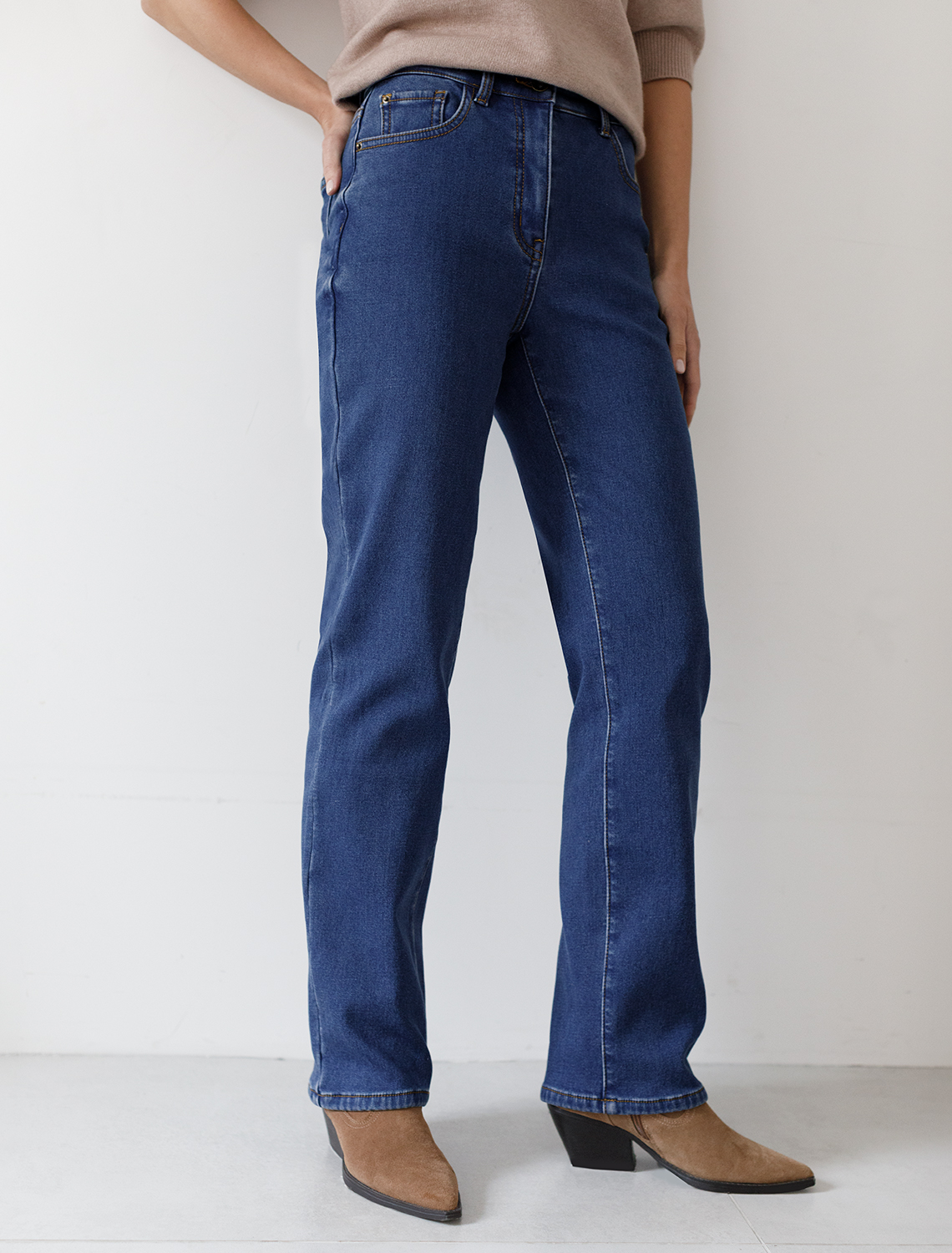 Прямые джинсы из эластичного денима на флисе