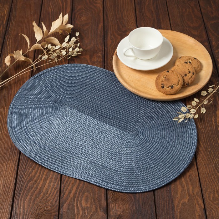 Салфетка сервировочная «Доляна. Овал», синяя, 45×30 см