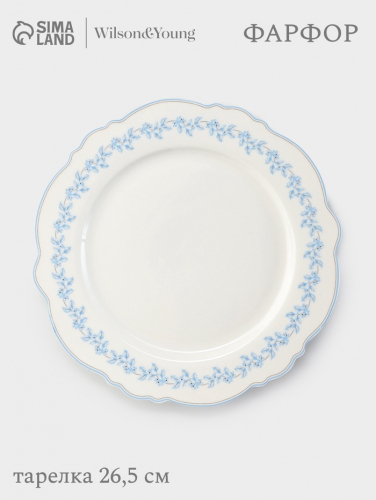 Тарелка WY Royal blue, d=26.5 см, фарфор, белая