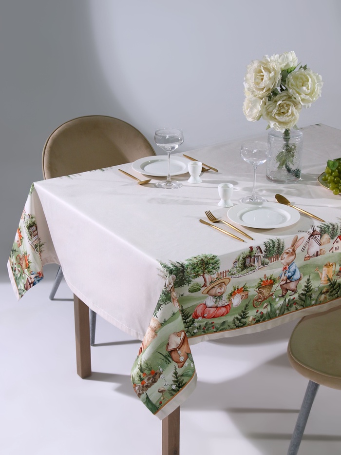 Скатерть «Этель. Кроличья ферма», 149×180 см, 100% хлопок, саржа 190 г/м²