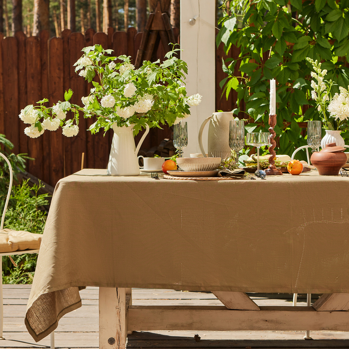 Скатерть «Этель» Linen collection khaki, 145×180 см, 100% лён 210 г/м²