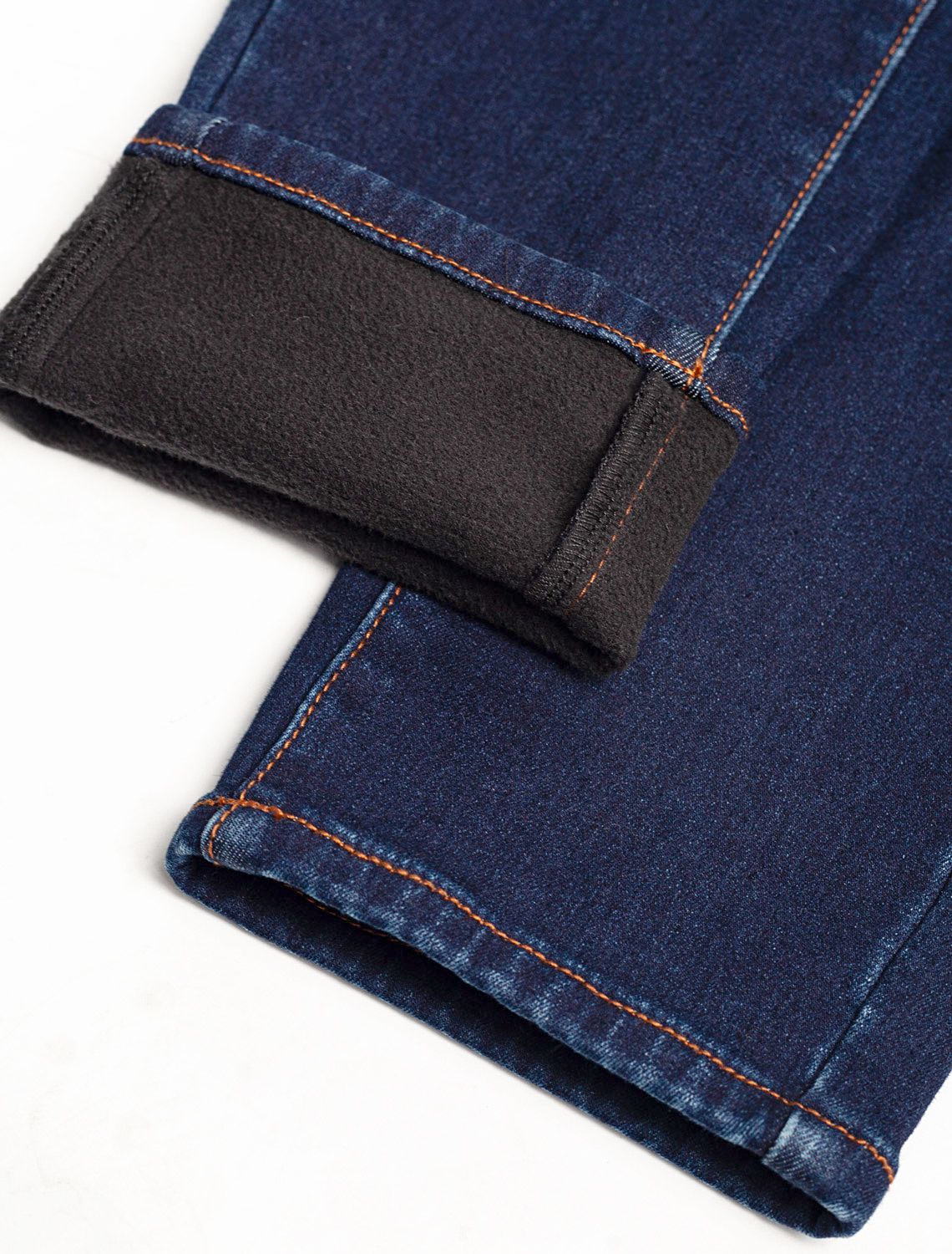 Джинсы mom-fit из эластичного денима на флисе D54.095 темно-синий