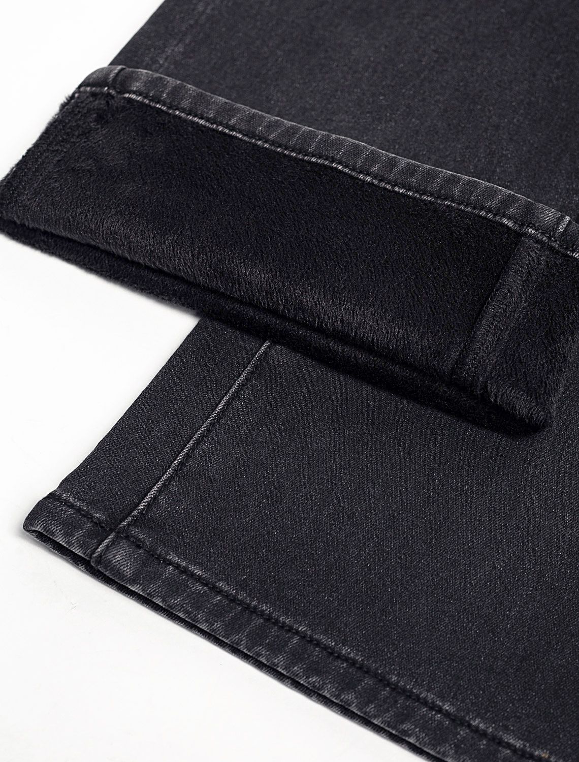 Прямые джинсы из эластичного денима на флисе D54.256 черный