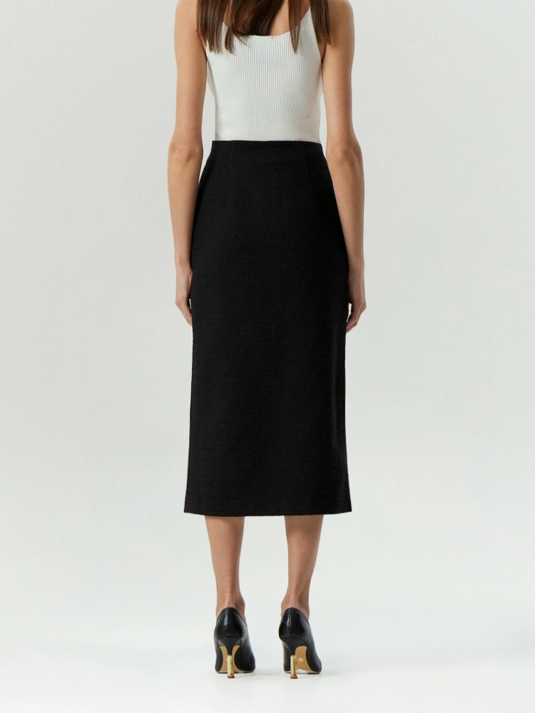 Юбка-карандаш миди из твида ,
62% хлопок, 30% полиэстер, 8% вискоза ,