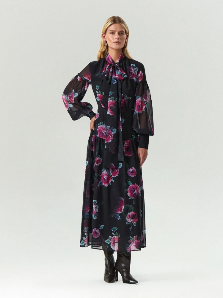 Платье макси из шифона с цветочным принтом ,
100% полиэстер ,