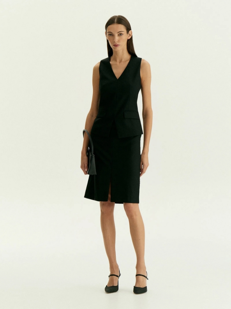 Юбка-карандаш миди из костюмной шерсти ,
56% полиэстер, 25% шерсть, 17% вискоза, 2% эластан ,