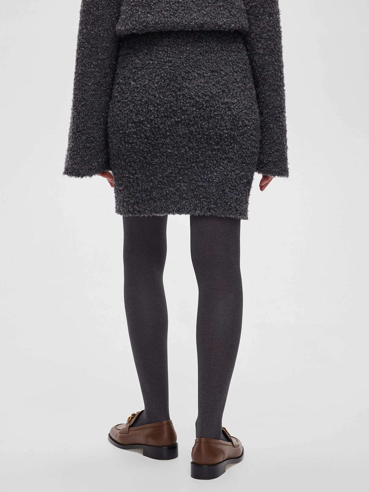 Юбка-мини букле из альпаки и шерсти, серый