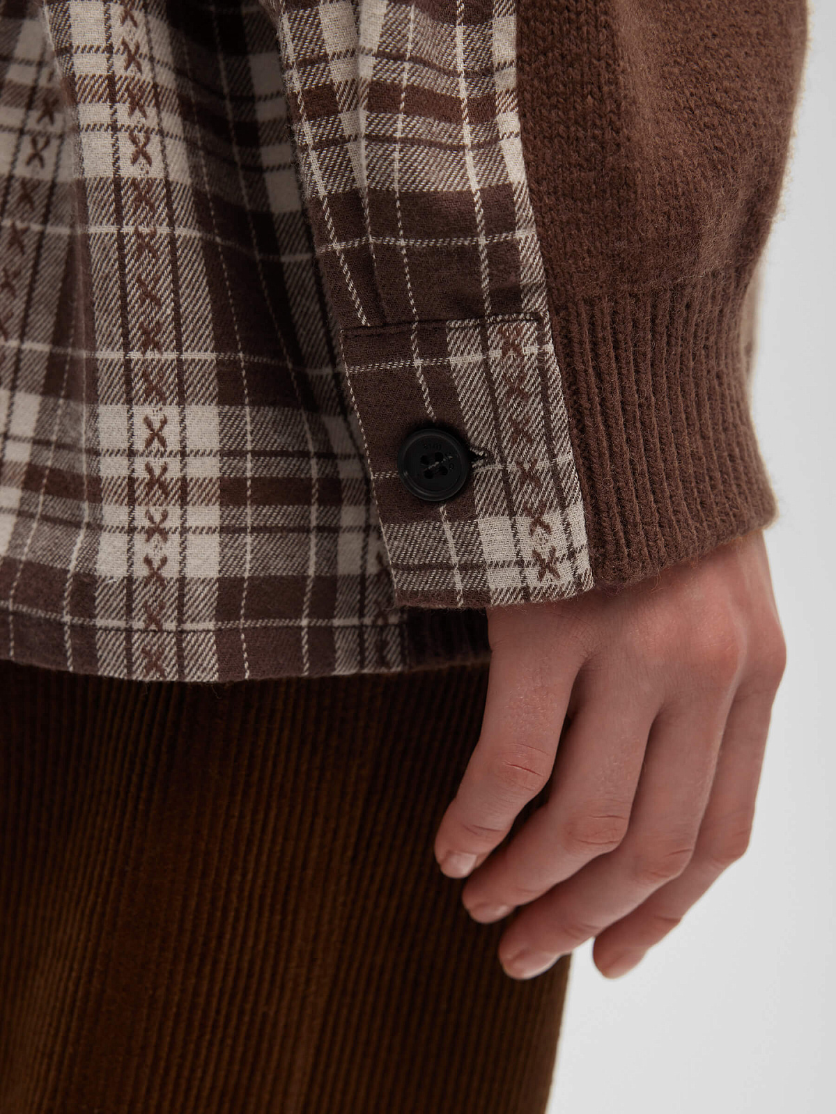 Кардиган комбинированный с шерстью и хлопком, коричневый