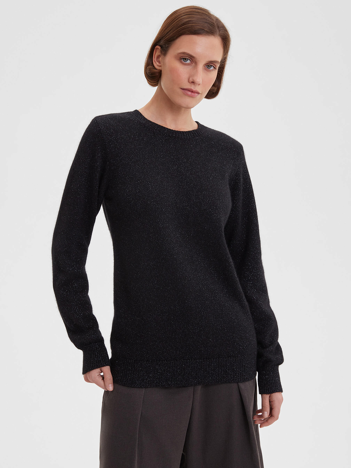 2954р3475рДжемпер удлиненный с ангорой с люрексом, черный