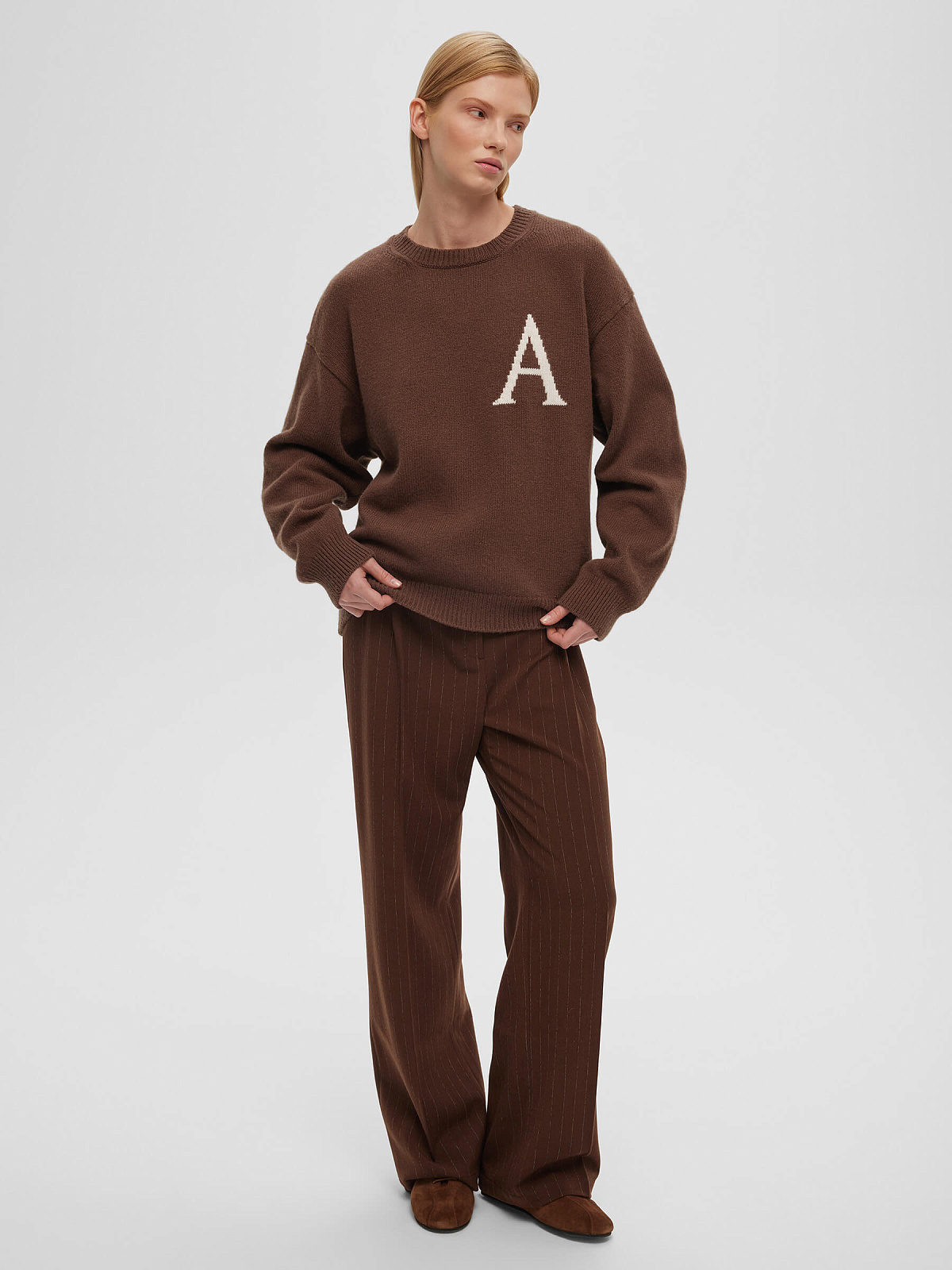 Джемпер свободного кроя с интарсией