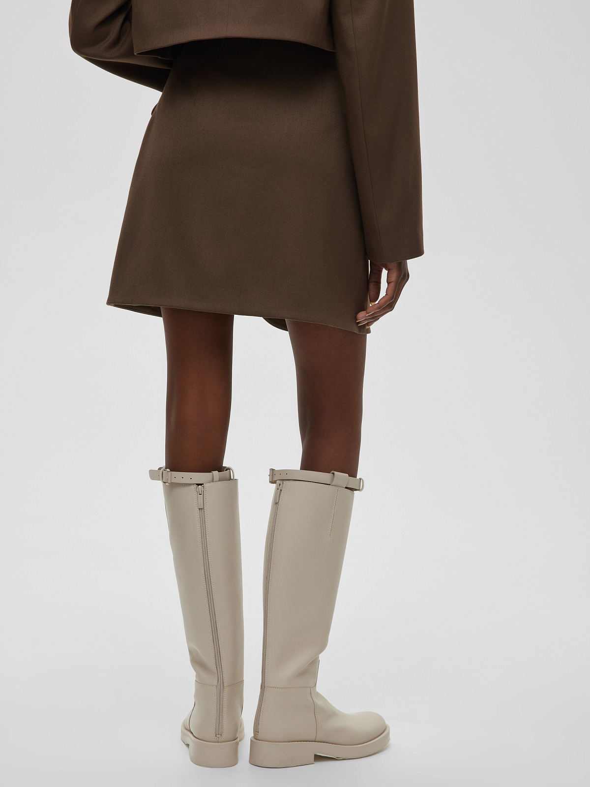 Юбка-мини из костюмной ткани, кофейный