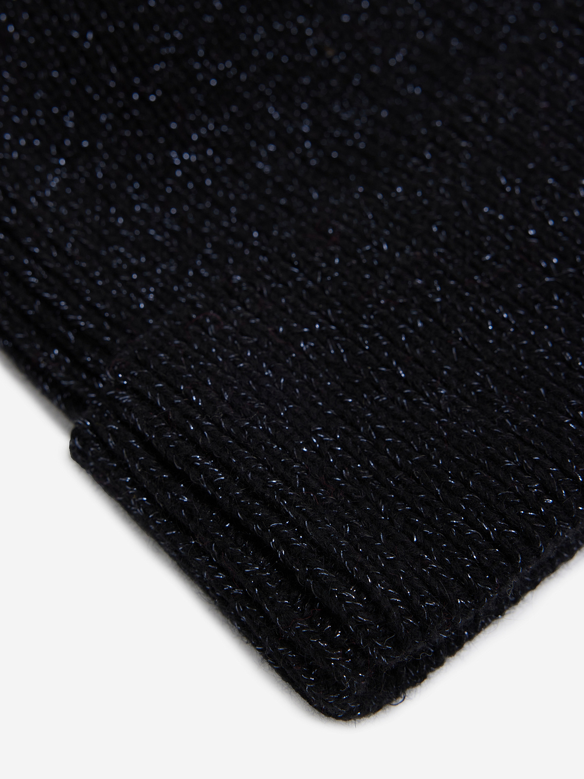 Шапка в рубчик с ангорой с люрексом, черный