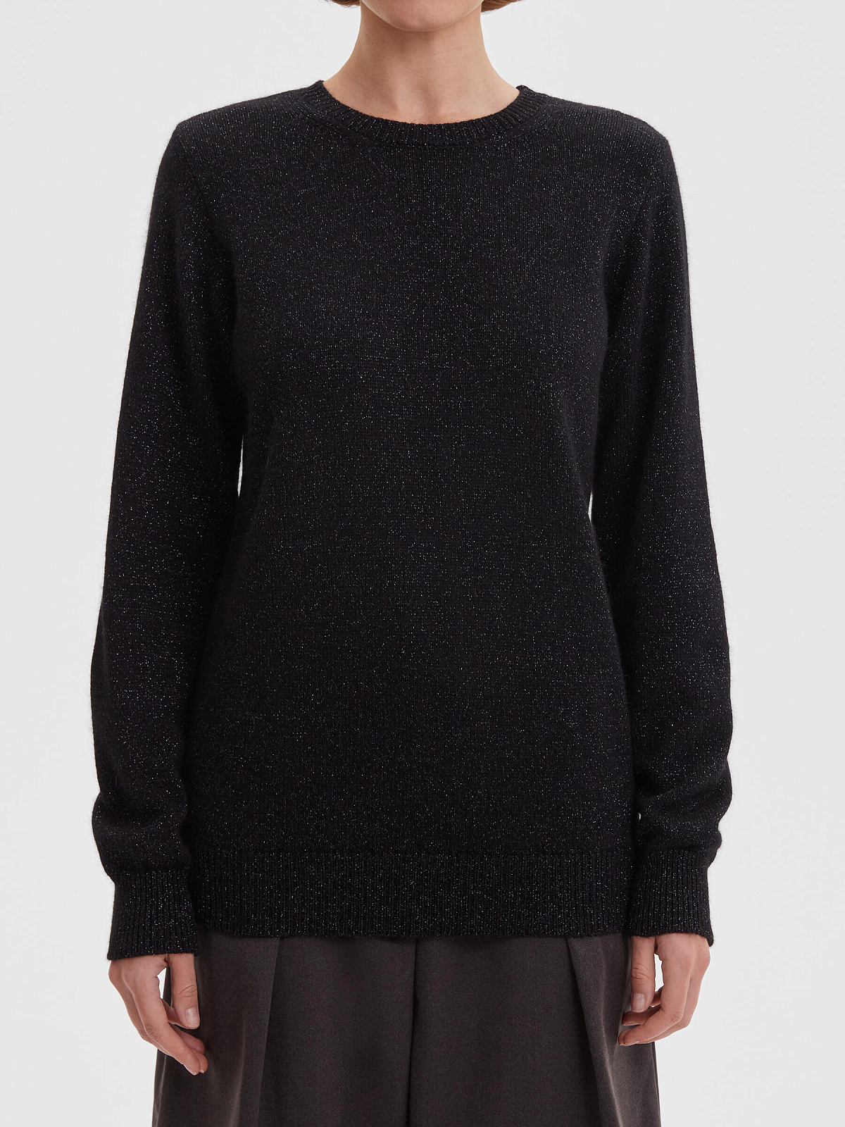 2954р3475рДжемпер удлиненный с ангорой с люрексом, черный