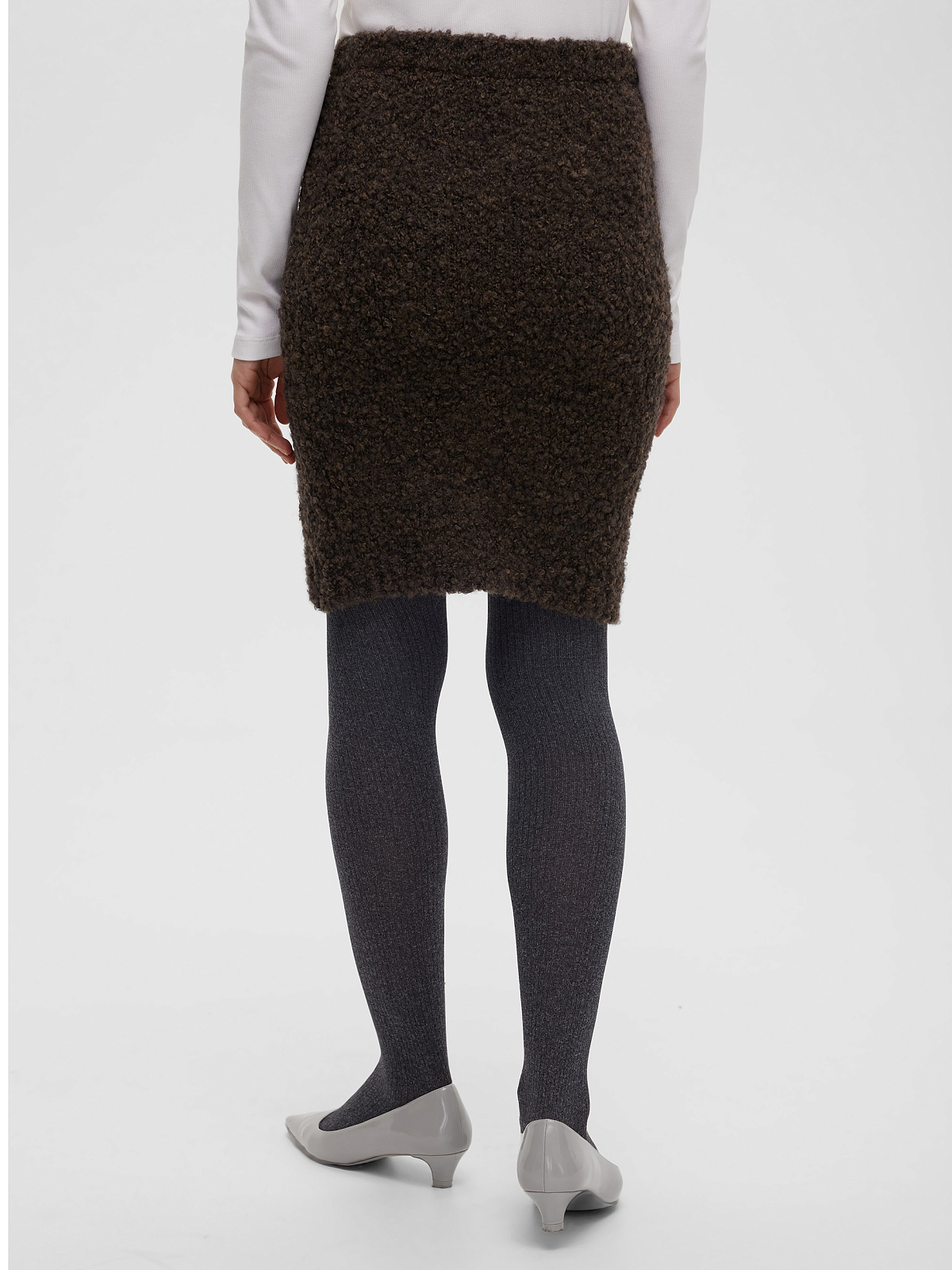 Юбка-мини букле из альпаки и шерсти, коричневый