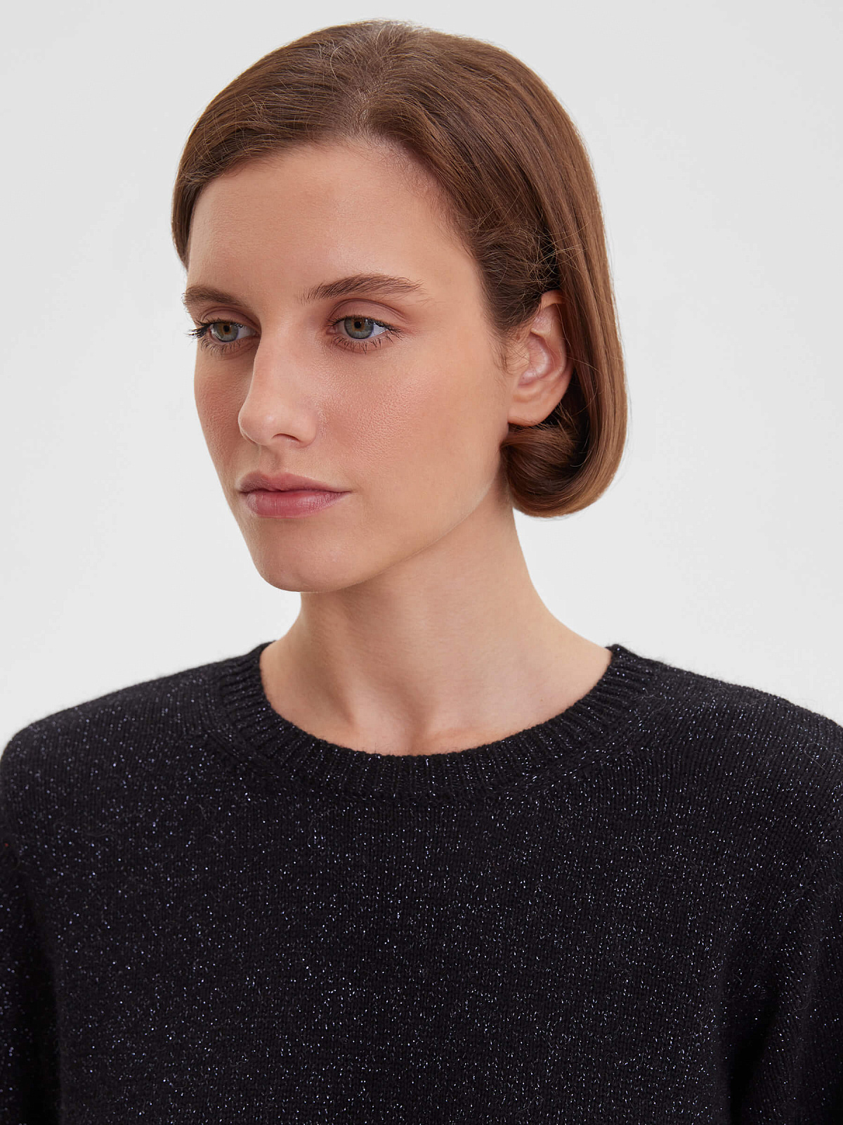 2954р3475рДжемпер удлиненный с ангорой с люрексом, черный