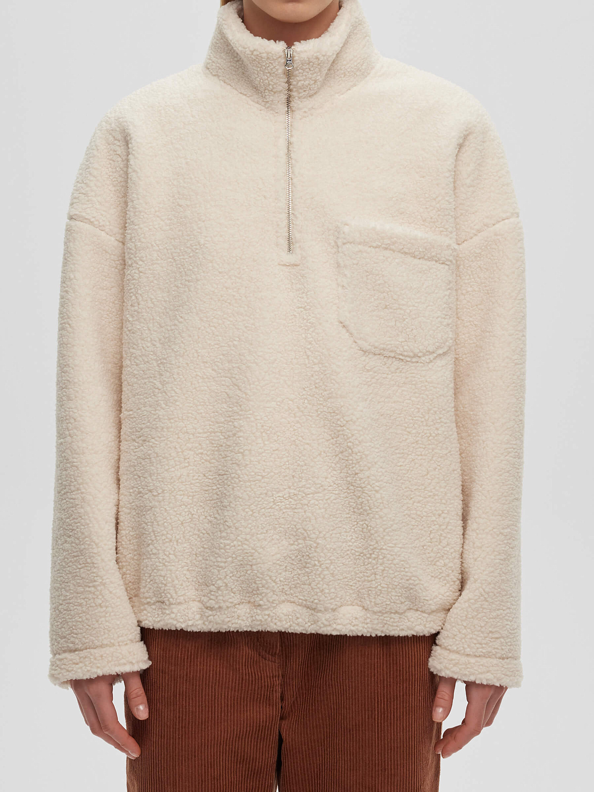 Толстовка флисовая с замком 0210, молочный