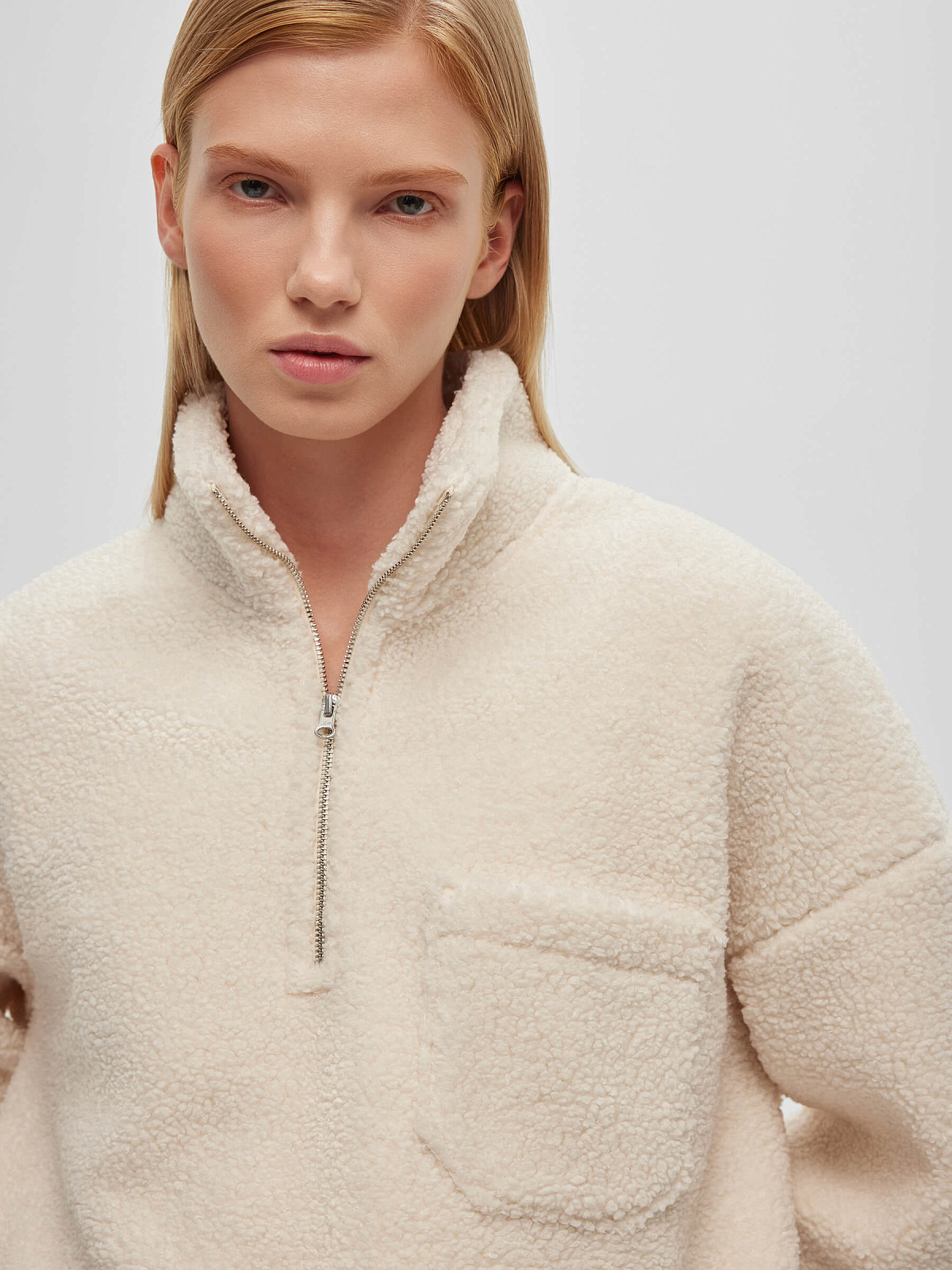 Толстовка флисовая с замком 0210, молочный