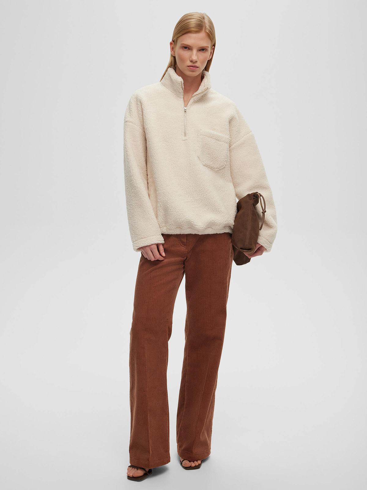 Толстовка флисовая с замком 0210, молочный