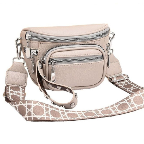 Поясная кожаная сумка 1535 GREY