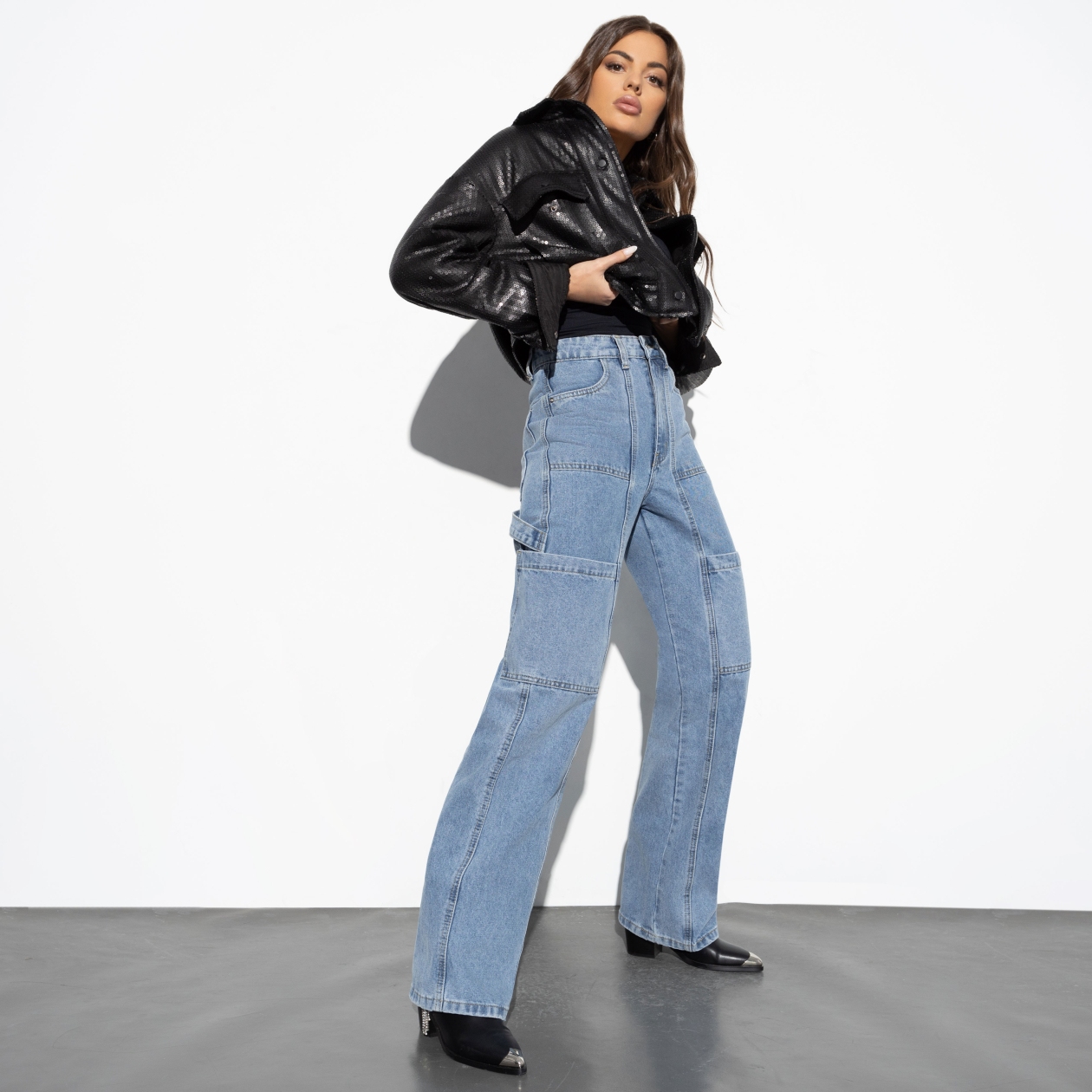 Ст.цена 2590р. Джинсы с накладными карманами, Ankona (middle blue)