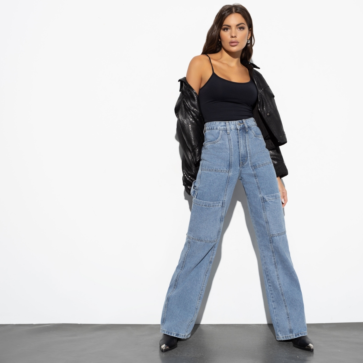 Ст.цена 2590р. Джинсы с накладными карманами, Ankona (middle blue)