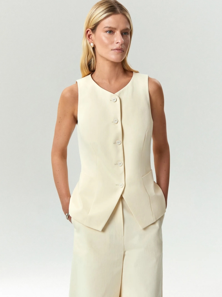 Однобортный жилет из 100% хлопка ,
100% хлопок ,