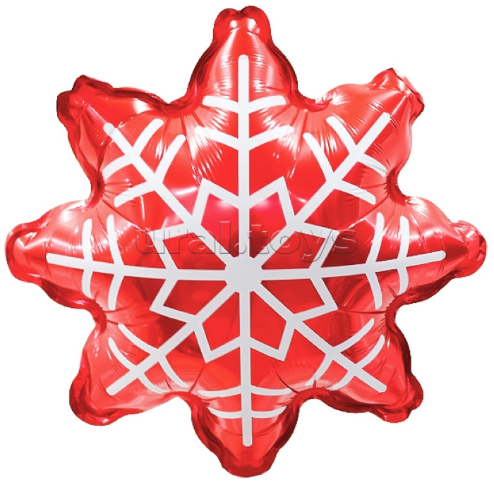 Шар (21''/53 см) Фигура, Снежинка, Красный, 1 шт. в уп.