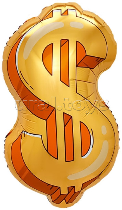 Шар (32''/81 см) Фигура, Знак Доллара, Золото, 1 шт. в уп.