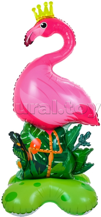 Шар 3D (47''/119 см) Фигура на подставке, Фламинго, Розовый, 1 шт. в уп.