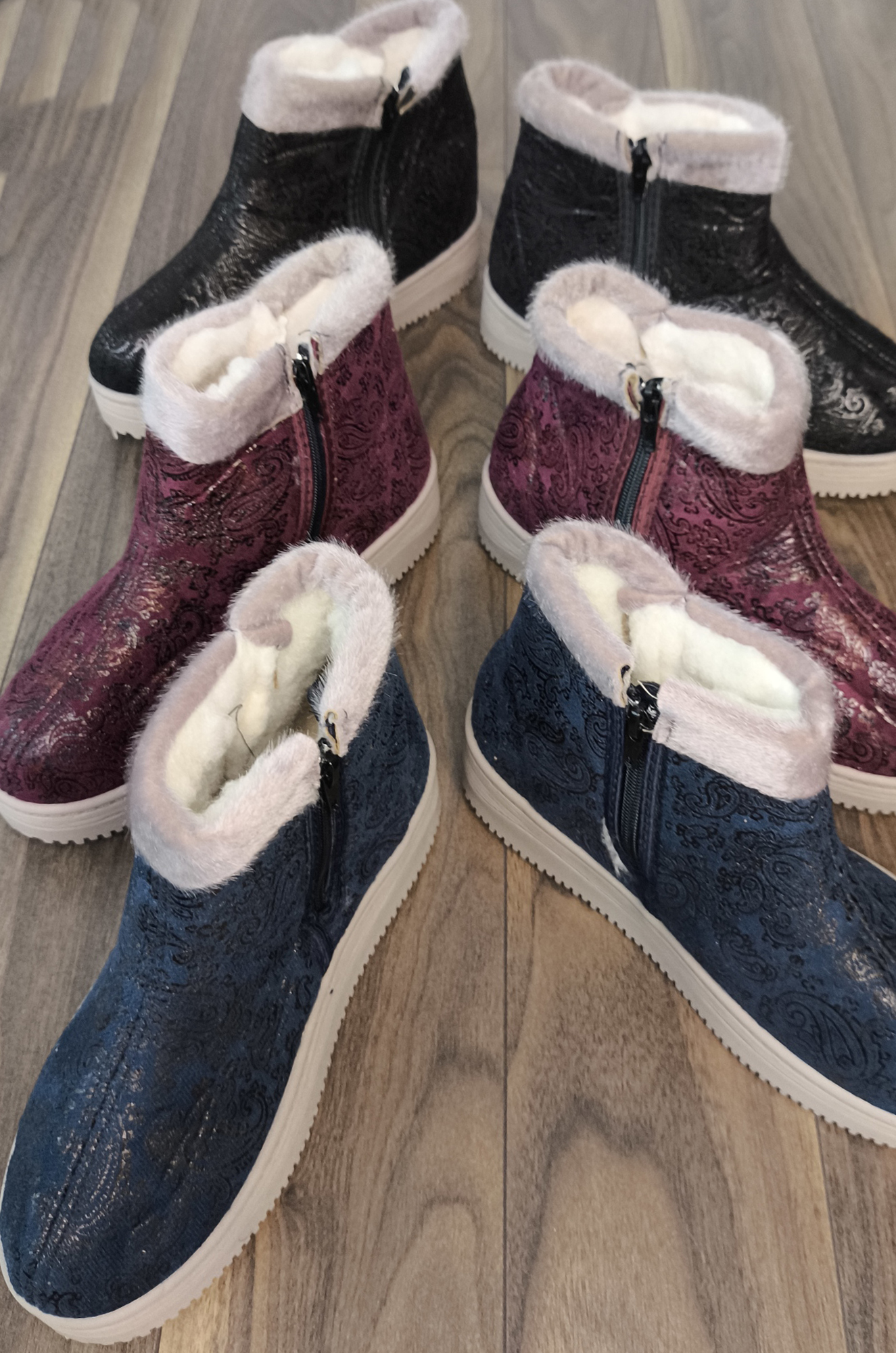 Ботинки женские, на молнии (цветные)