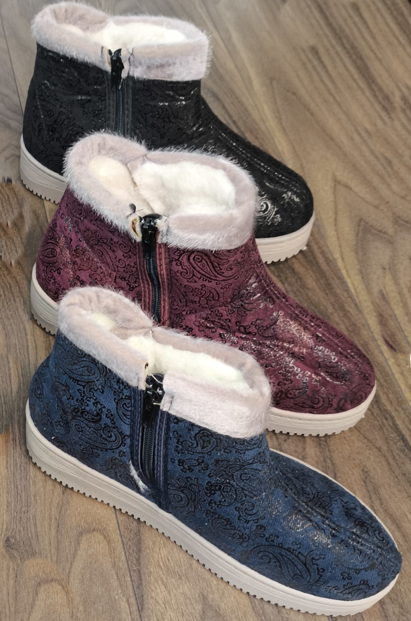 Ботинки женские, на молнии (цветные)