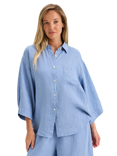 Рубашка женская серии LINEN, цвет голубой пепельный