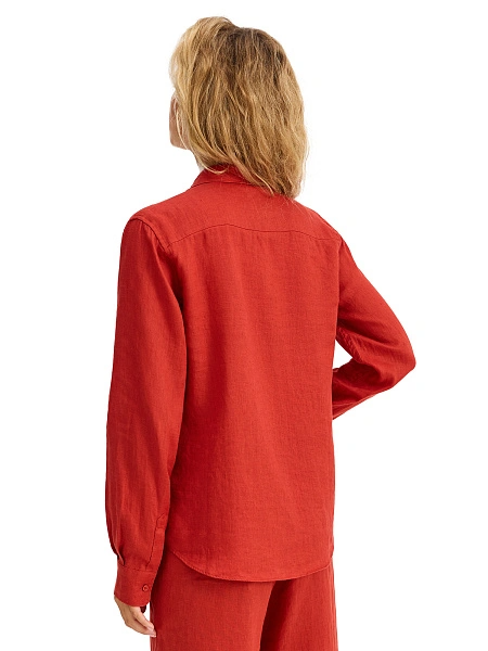 LINEN Рубашка женская slim, цвет терракот