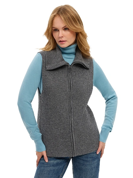 Жилет женский на молнии, цвет серый меланж